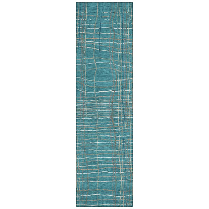 LOOMLAN Rugs Calista Teal Washable Indoor-Outdoor Rug