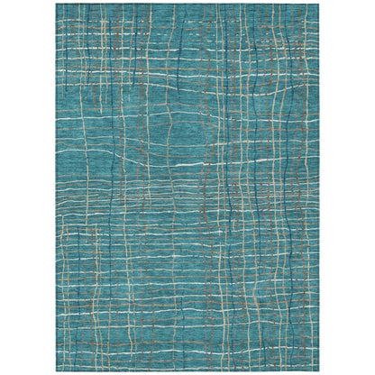 LOOMLAN Rugs Calista Teal Washable Indoor-Outdoor Rug