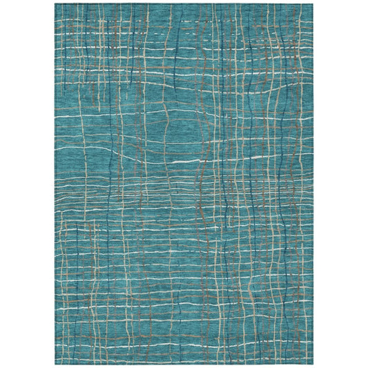 LOOMLAN Rugs Calista Teal Washable Indoor-Outdoor Rug
