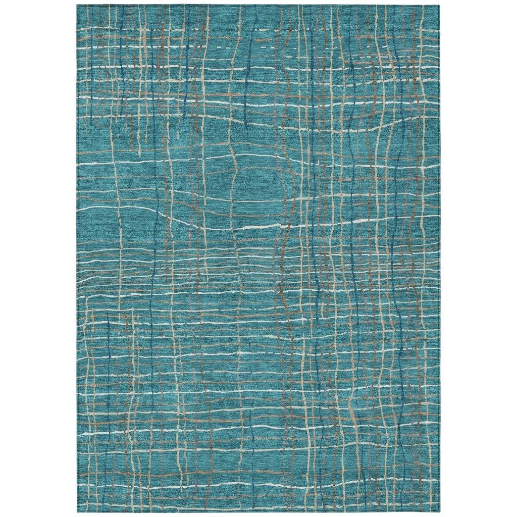 LOOMLAN Rugs Calista Teal Washable Indoor-Outdoor Rug