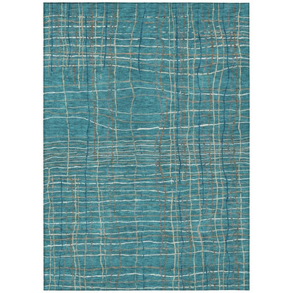 LOOMLAN Rugs Calista Teal Washable Indoor-Outdoor Rug