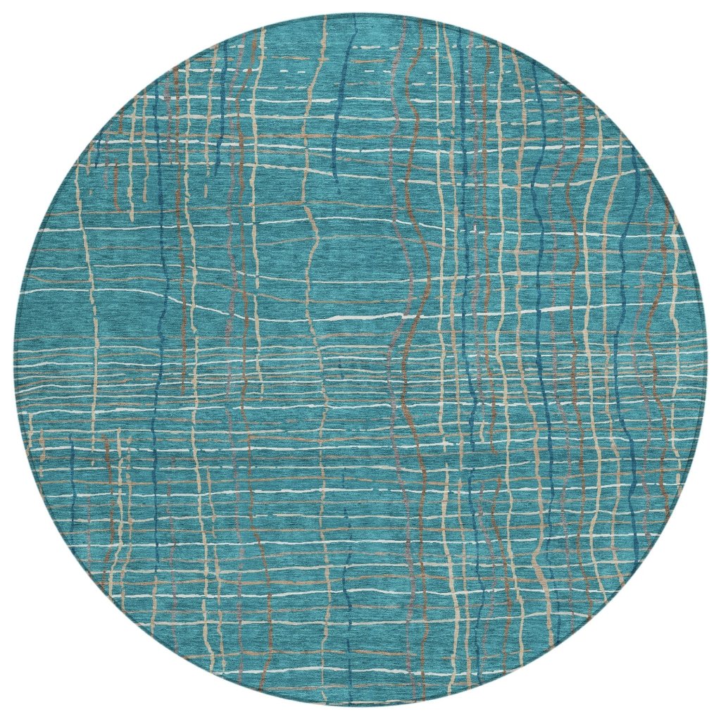 LOOMLAN Rugs Calista Teal Washable Indoor-Outdoor Rug