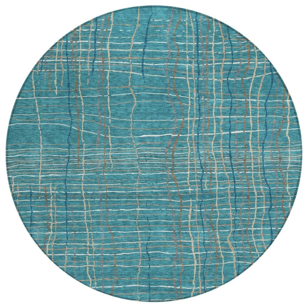 LOOMLAN Rugs Calista Teal Washable Indoor-Outdoor Rug