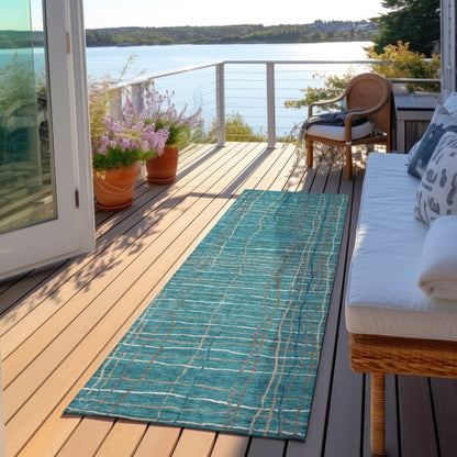 LOOMLAN Rugs Calista Teal Washable Indoor-Outdoor Rug