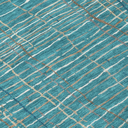 LOOMLAN Rugs Calista Teal Washable Indoor-Outdoor Rug