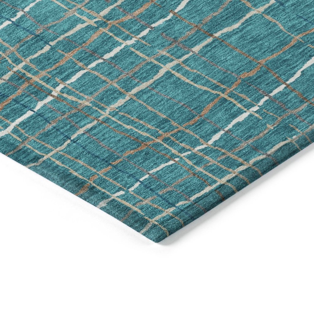 LOOMLAN Rugs Calista Teal Washable Indoor-Outdoor Rug