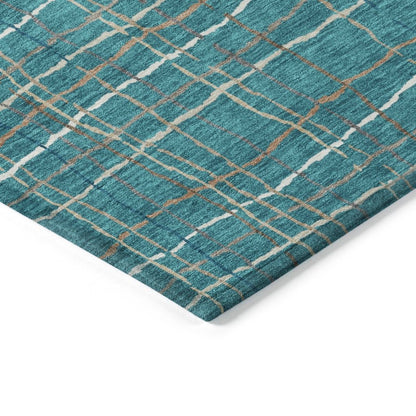 LOOMLAN Rugs Calista Teal Washable Indoor-Outdoor Rug