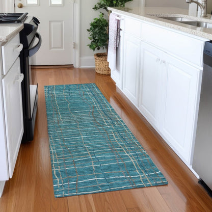 LOOMLAN Rugs Calista Teal Washable Indoor-Outdoor Rug