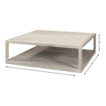 Camden Bungalow Cocktail Coffee Table Square - LOOMLAN - Sarreid - Coffee Tables