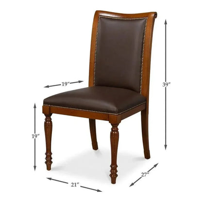 Sarreid Camile Leather Brown Armless Side Chair 2PC