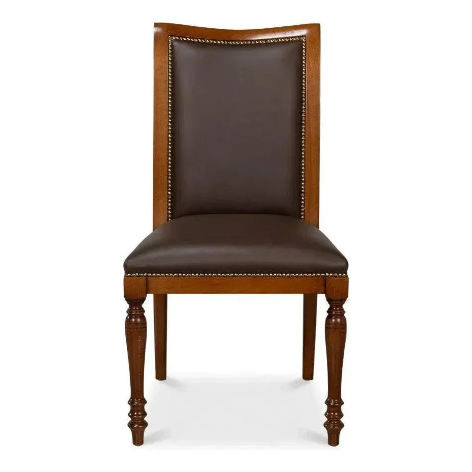 Sarreid Camile Leather Brown Armless Side Chair 2PC