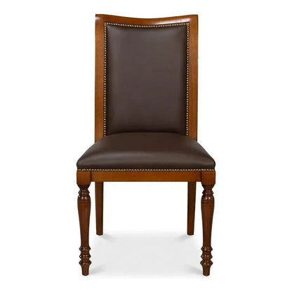 Sarreid Camile Leather Brown Armless Side Chair 2PC