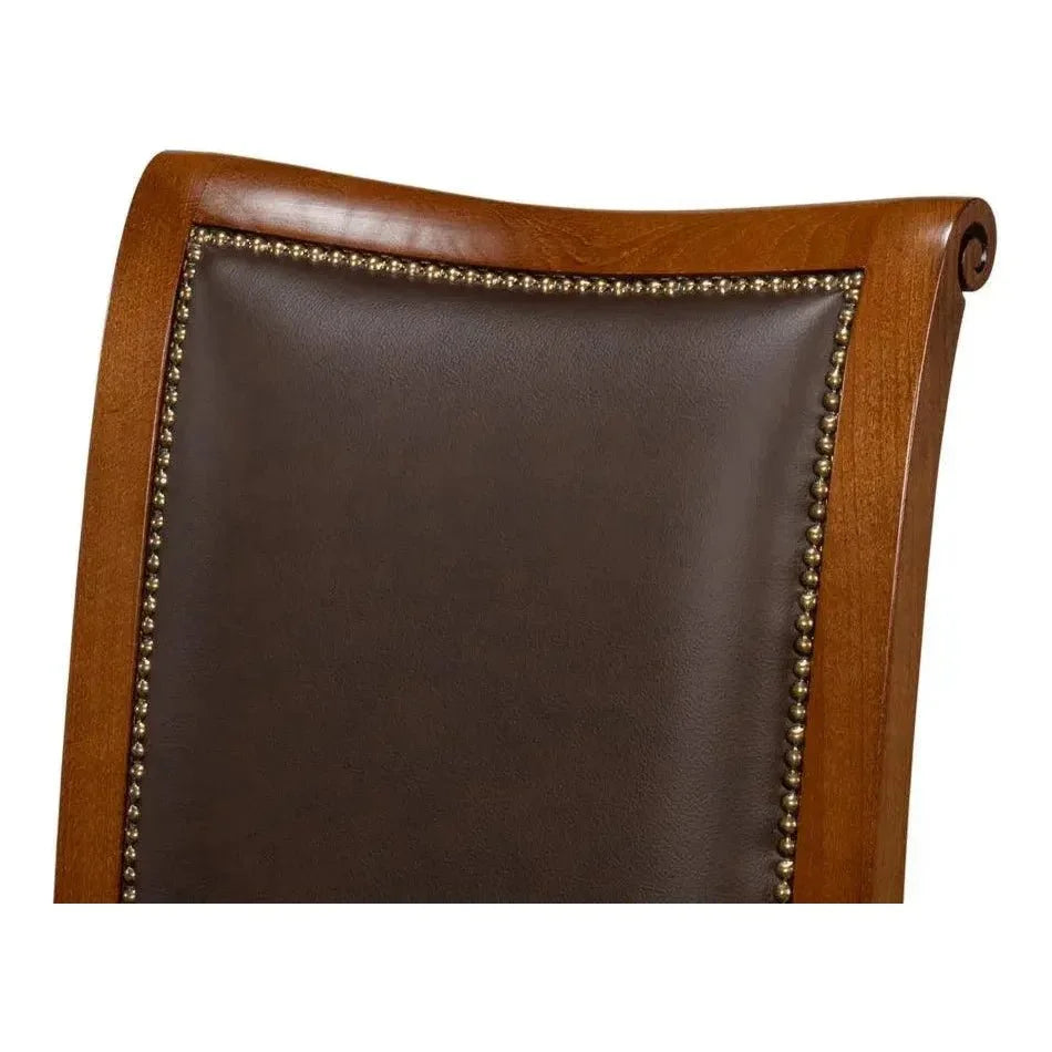 Sarreid Camile Leather Brown Armless Side Chair 2PC