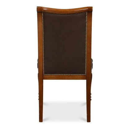 Sarreid Camile Leather Brown Armless Side Chair 2PC