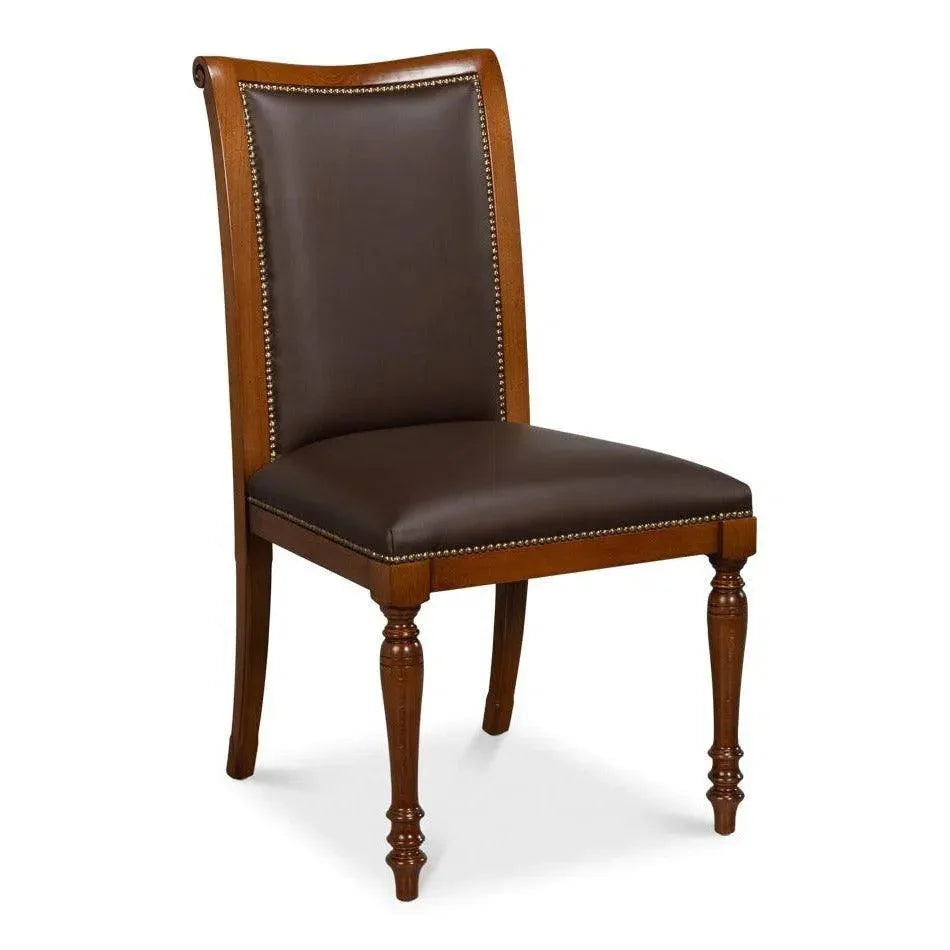 Sarreid Camile Leather Brown Armless Side Chair 2PC