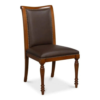 Sarreid Camile Leather Brown Armless Side Chair 2PC