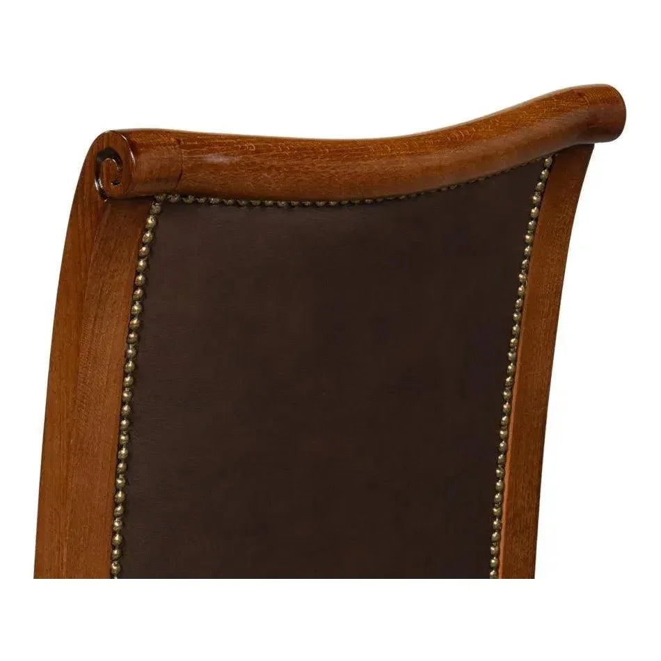 Sarreid Camile Leather Brown Armless Side Chair 2PC