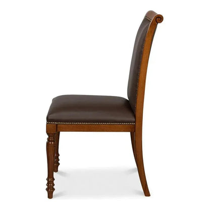 Sarreid Camile Leather Brown Armless Side Chair 2PC
