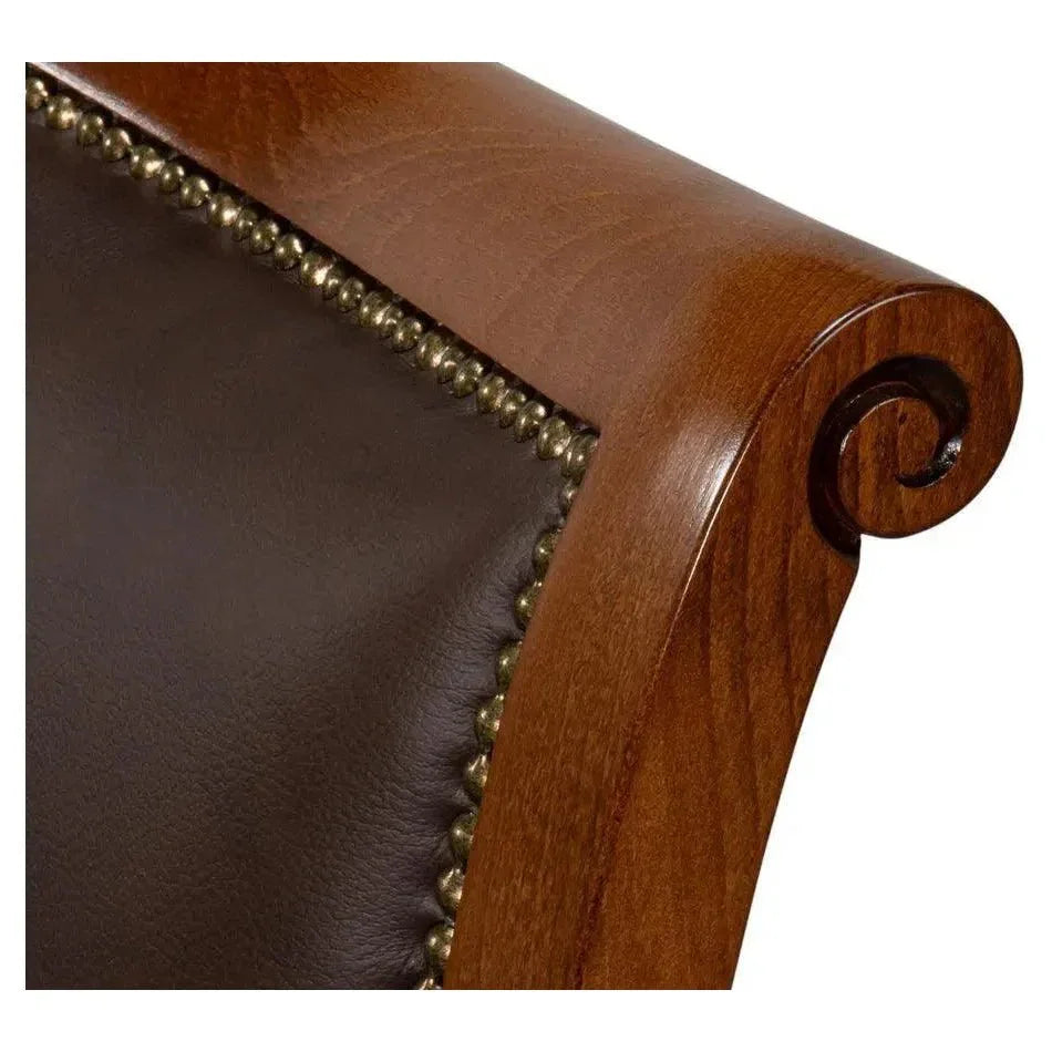 Sarreid Camile Leather Brown Armless Side Chair 2PC