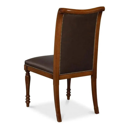 Sarreid Camile Leather Brown Armless Side Chair 2PC