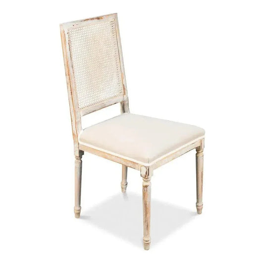 Sarreid Cane Back Grey Oak Flax Dining Chairs 2PC