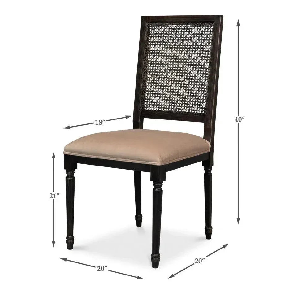 Cane Back Dining Chairs Set of 2 Nero Toffee - LOOMLAN - Sarreid - Dining Chairs