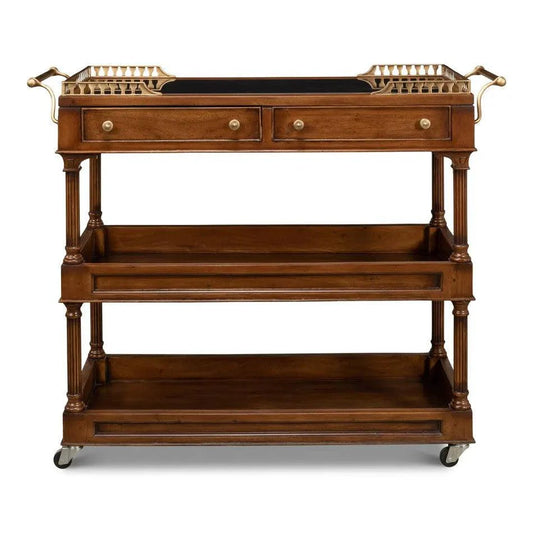 Sarreid Capital Serving Cart Fruitwood Finish