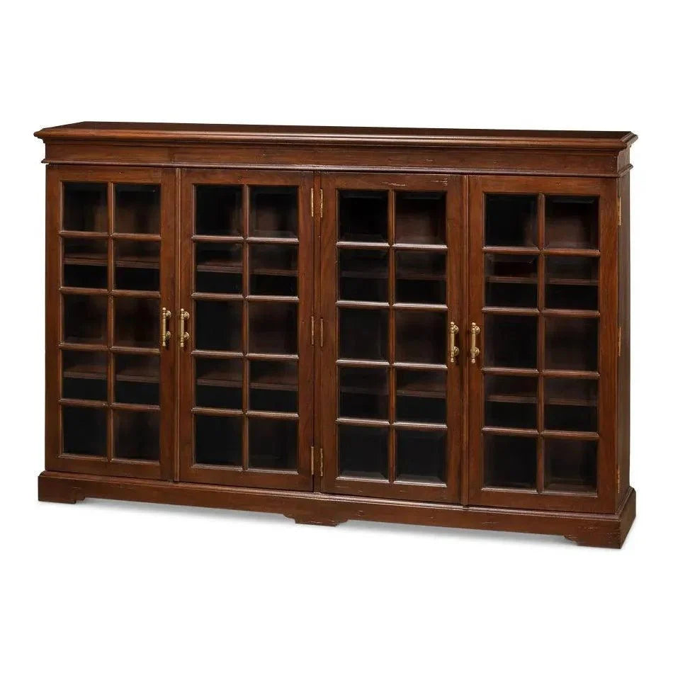 Carmel - By - The - Sea Walnut Bookcase Glass Doors - LOOMLAN - Sarreid - Sideboards