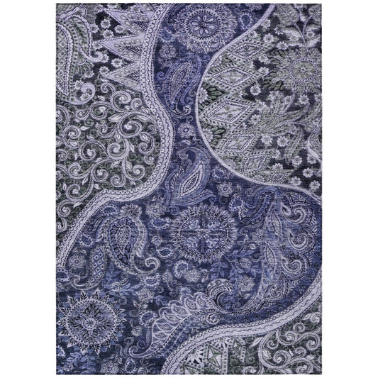 LOOMLAN Rugs Carmina Blue Washable Indoor-Outdoor Rug
