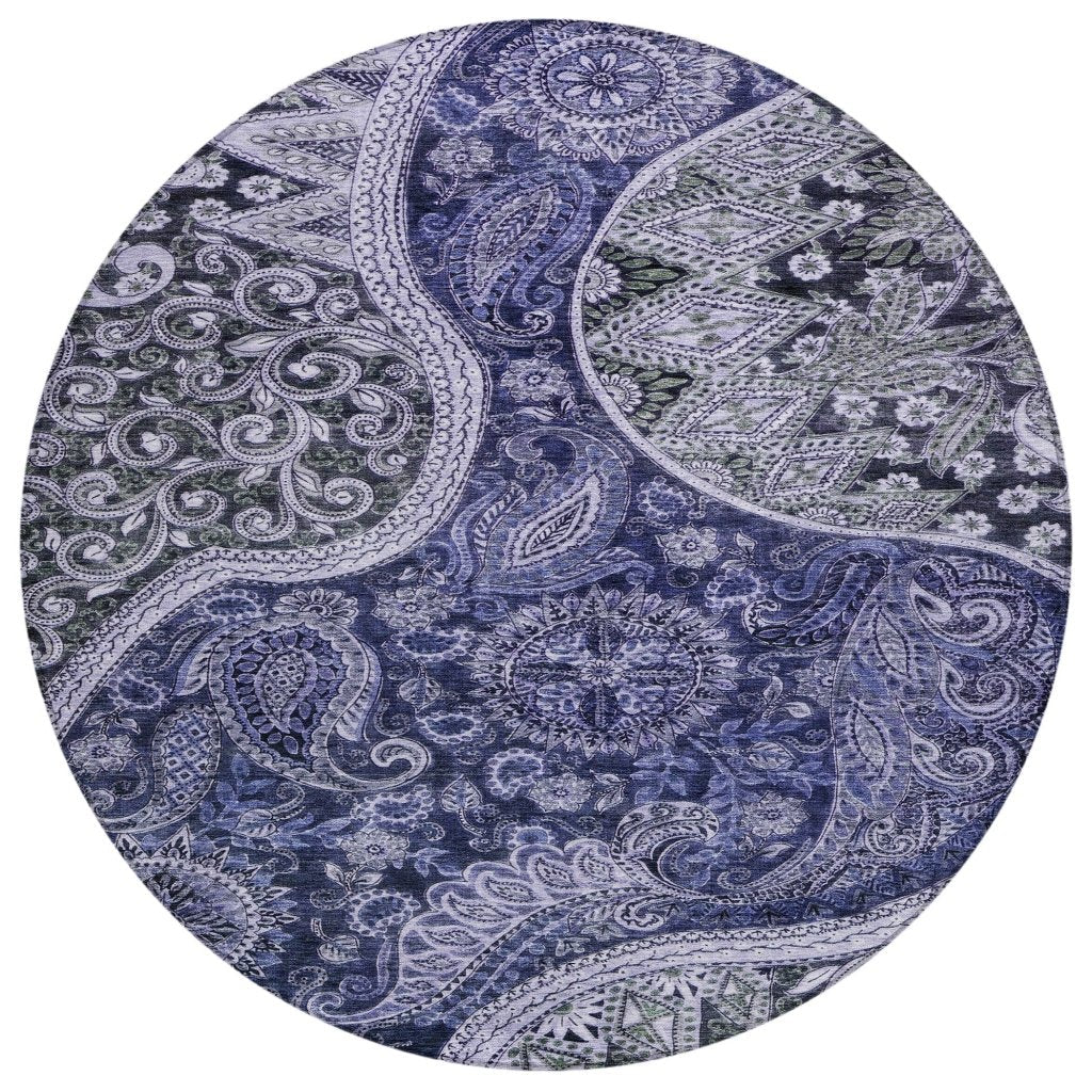 LOOMLAN Rugs Carmina Blue Washable Indoor-Outdoor Rug