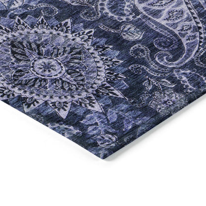 LOOMLAN Rugs Carmina Blue Washable Indoor-Outdoor Rug