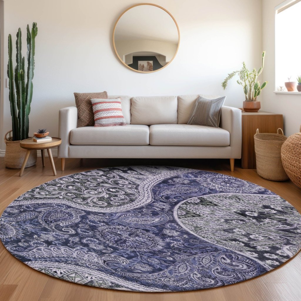 LOOMLAN Rugs Carmina Blue Washable Indoor-Outdoor Rug