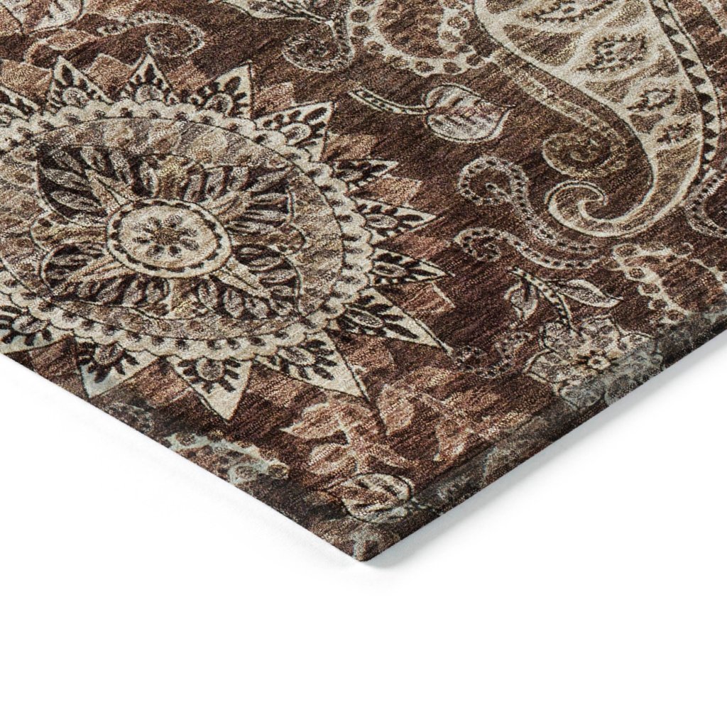 LOOMLAN Rugs Carmina Brown Washable Indoor-Outdoor Rug