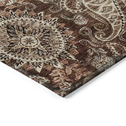 LOOMLAN Rugs Carmina Brown Washable Indoor-Outdoor Rug