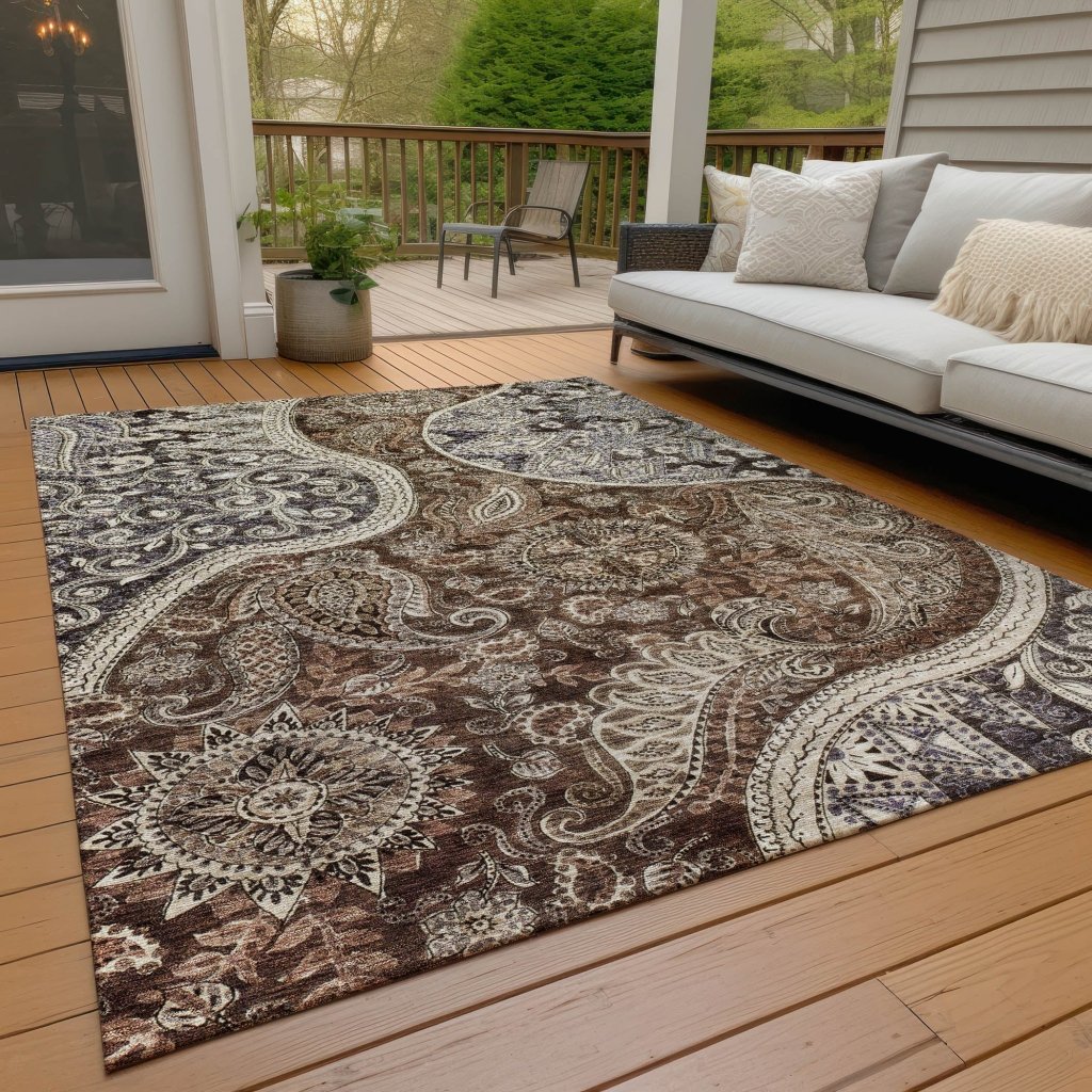 LOOMLAN Rugs Carmina Brown Washable Indoor-Outdoor Rug