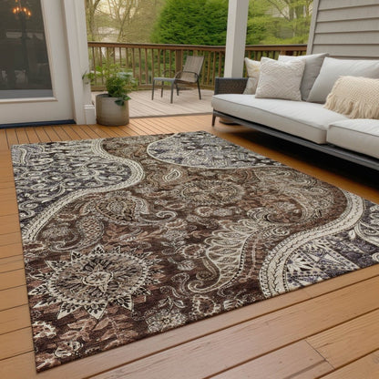LOOMLAN Rugs Carmina Brown Washable Indoor-Outdoor Rug