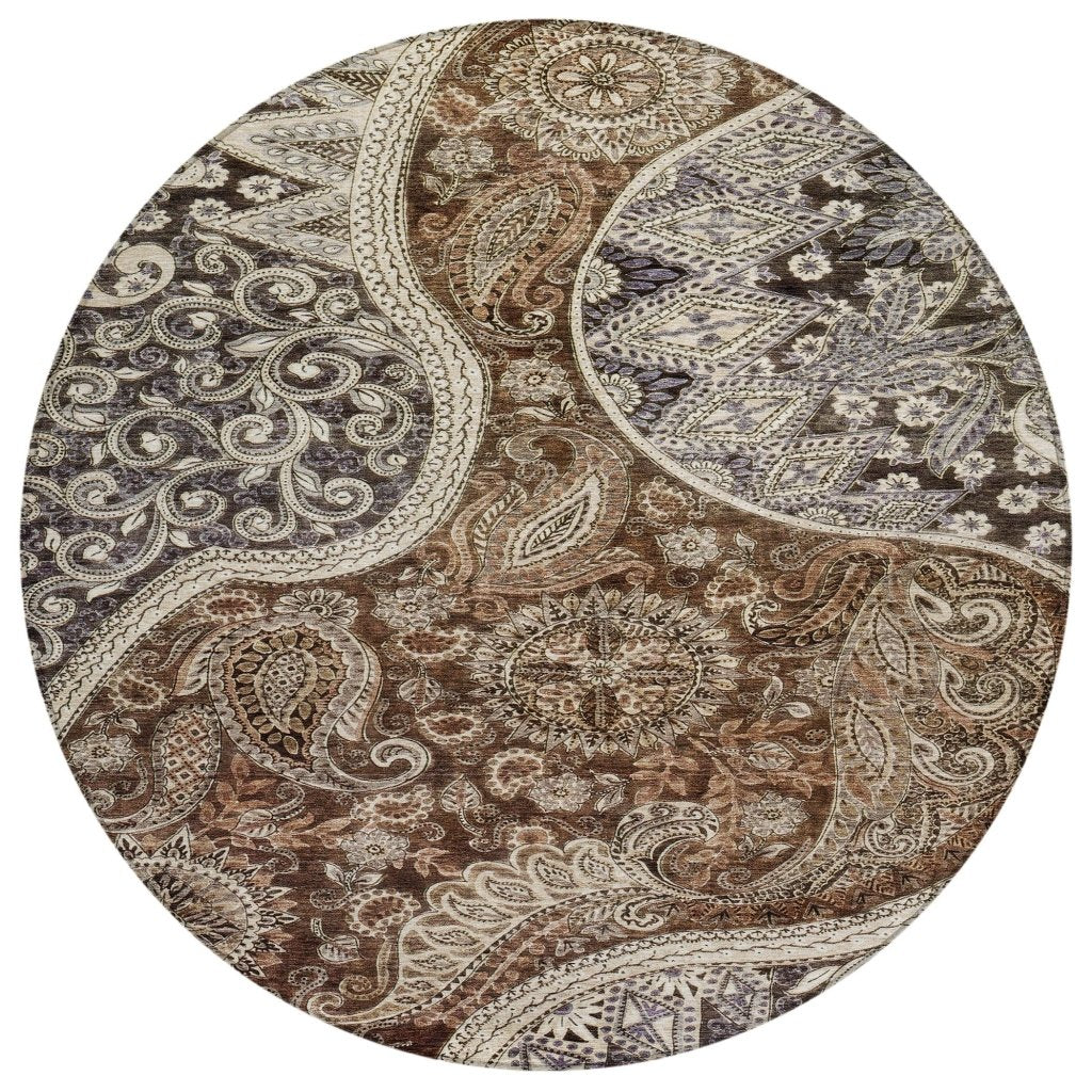 LOOMLAN Rugs Carmina Brown Washable Indoor-Outdoor Rug