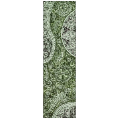 LOOMLAN Rugs Carmina Green Washable Indoor-Outdoor Rug