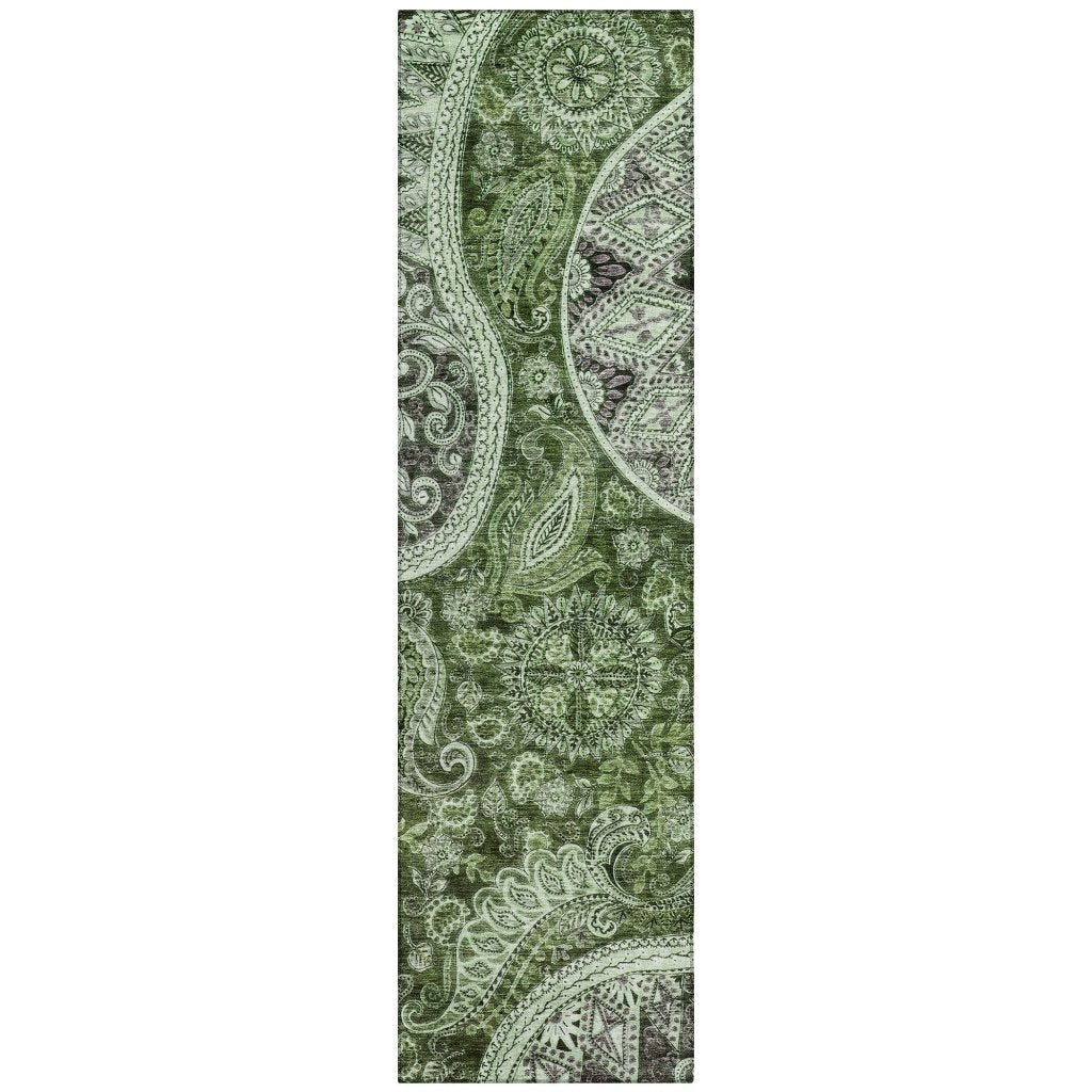 LOOMLAN Rugs Carmina Green Washable Indoor-Outdoor Rug