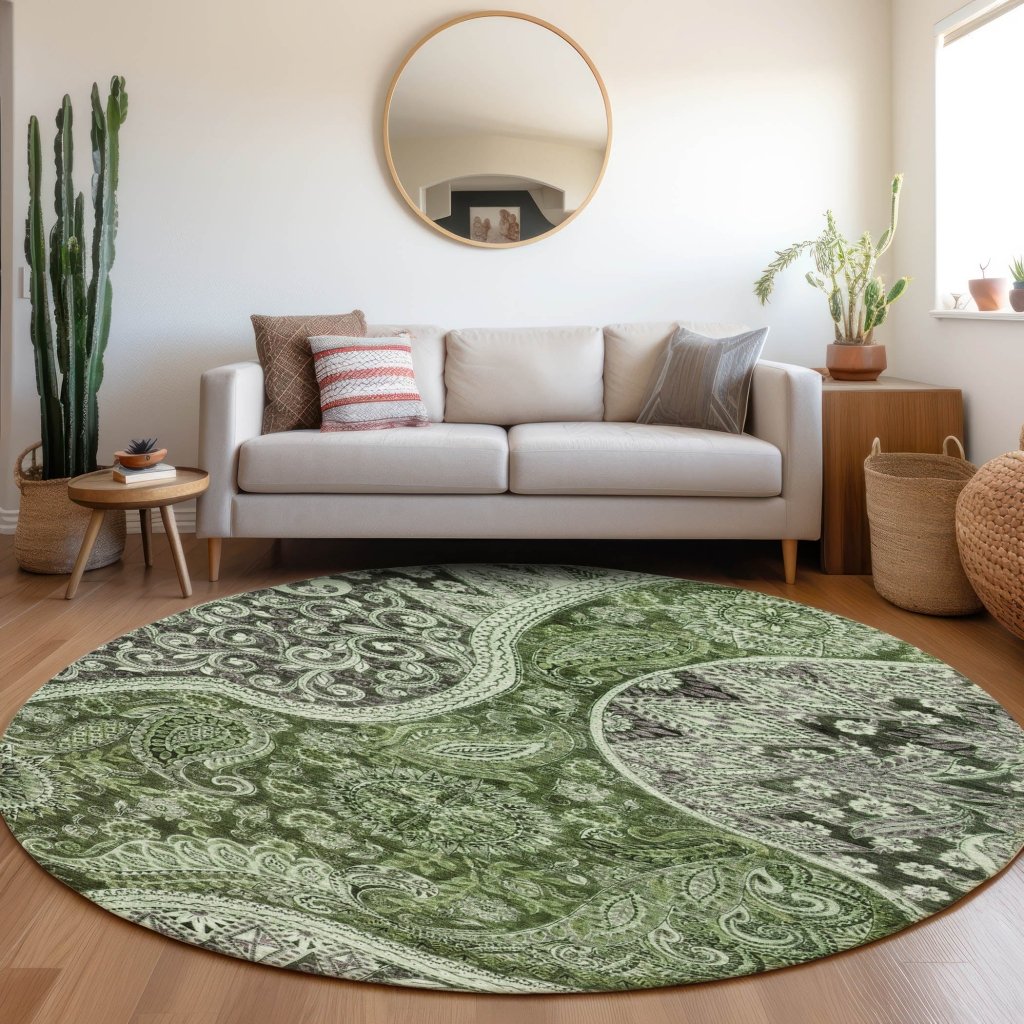 LOOMLAN Rugs Carmina Green Washable Indoor-Outdoor Rug