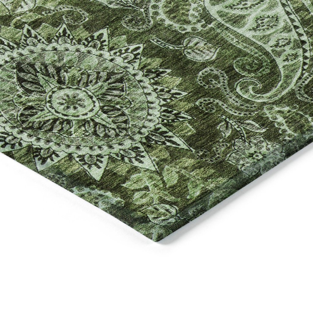 LOOMLAN Rugs Carmina Green Washable Indoor-Outdoor Rug