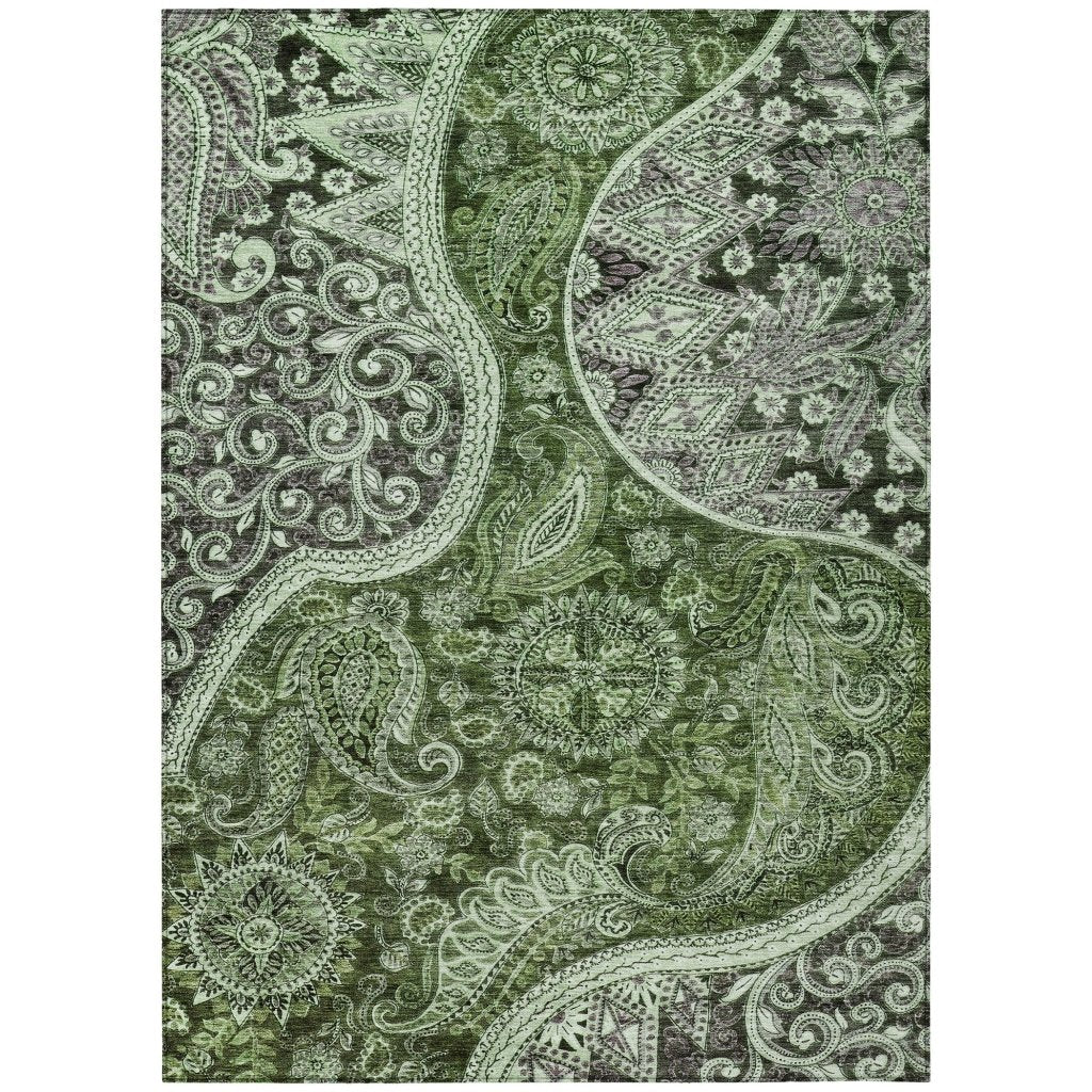 LOOMLAN Rugs Carmina Green Washable Indoor-Outdoor Rug