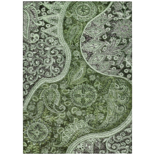 LOOMLAN Rugs Carmina Green Washable Indoor-Outdoor Rug