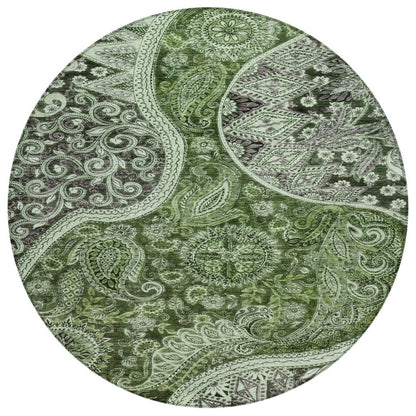 LOOMLAN Rugs Carmina Green Washable Indoor-Outdoor Rug