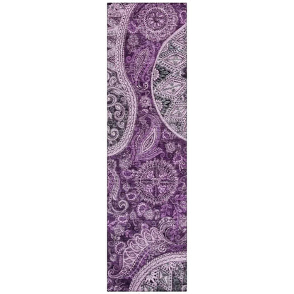 LOOMLAN Rugs Carmina Purple Washable Indoor-Outdoor Rug
