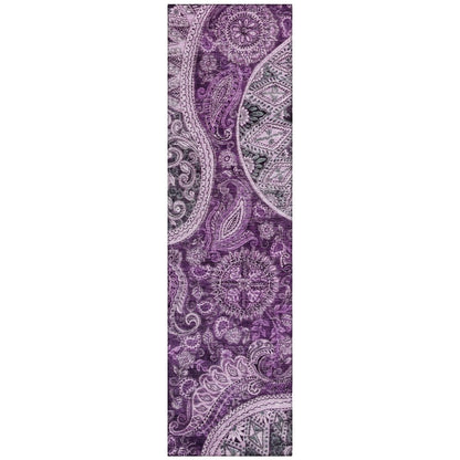 LOOMLAN Rugs Carmina Purple Washable Indoor-Outdoor Rug