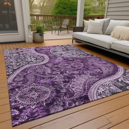 LOOMLAN Rugs Carmina Purple Washable Indoor-Outdoor Rug
