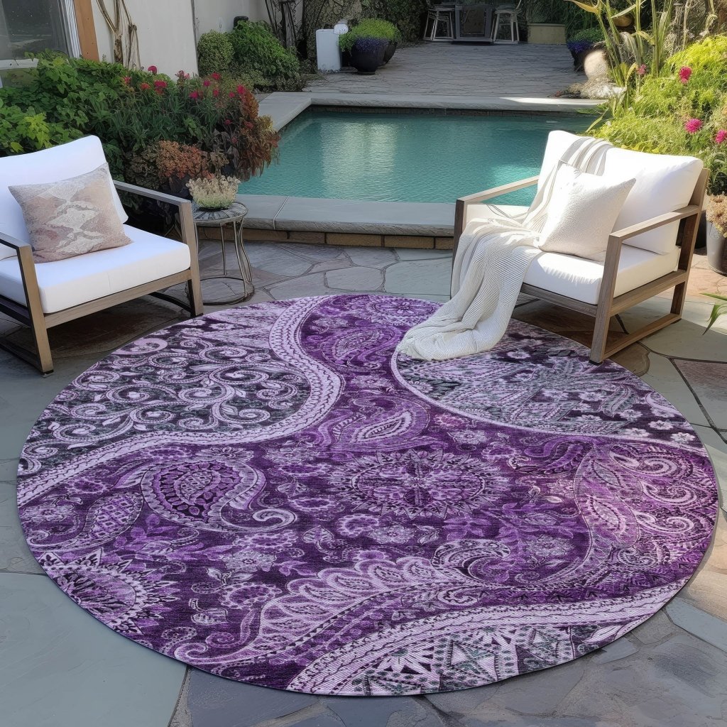 LOOMLAN Rugs Carmina Purple Washable Indoor-Outdoor Rug