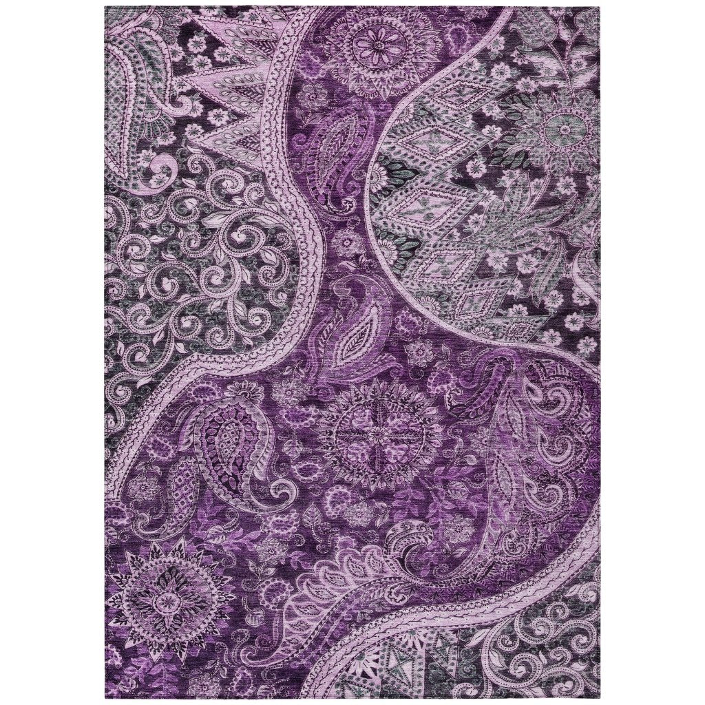 LOOMLAN Rugs Carmina Purple Washable Indoor-Outdoor Rug