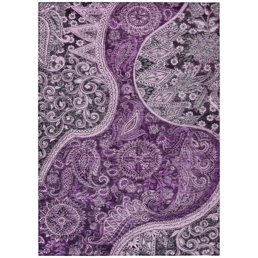 LOOMLAN Rugs Carmina Purple Washable Indoor-Outdoor Rug
